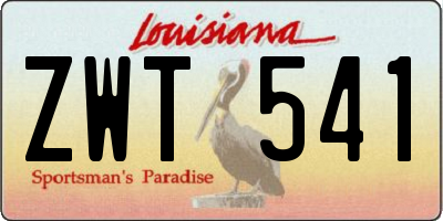 LA license plate ZWT541