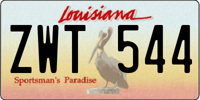 LA license plate ZWT544