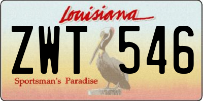 LA license plate ZWT546