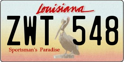 LA license plate ZWT548