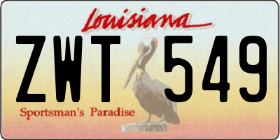 LA license plate ZWT549