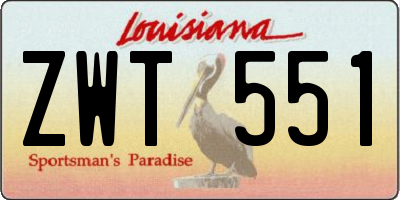 LA license plate ZWT551