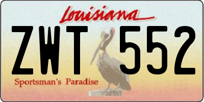 LA license plate ZWT552