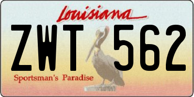 LA license plate ZWT562