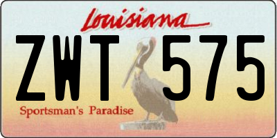LA license plate ZWT575