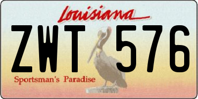 LA license plate ZWT576