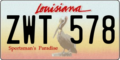LA license plate ZWT578