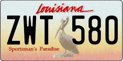 LA license plate ZWT580