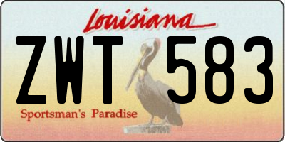 LA license plate ZWT583