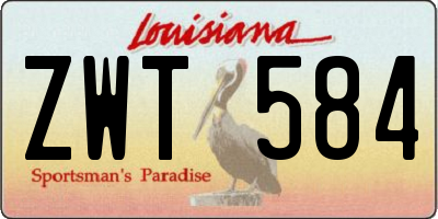 LA license plate ZWT584