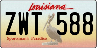 LA license plate ZWT588