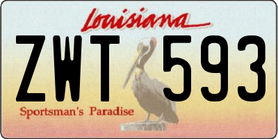 LA license plate ZWT593