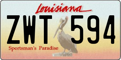 LA license plate ZWT594