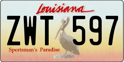 LA license plate ZWT597