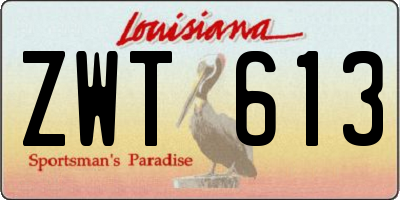 LA license plate ZWT613