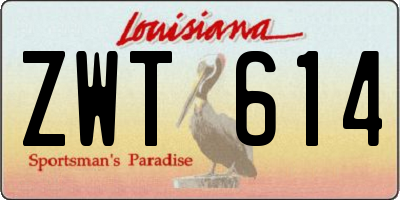 LA license plate ZWT614