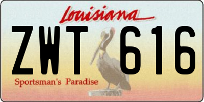 LA license plate ZWT616