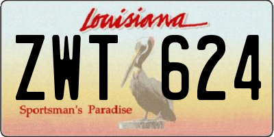 LA license plate ZWT624