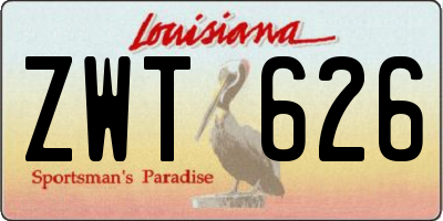 LA license plate ZWT626