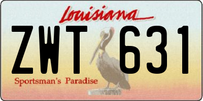 LA license plate ZWT631