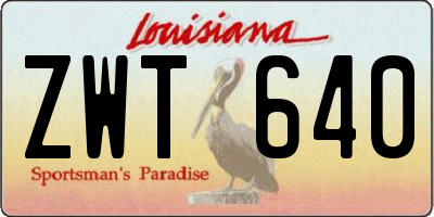 LA license plate ZWT640