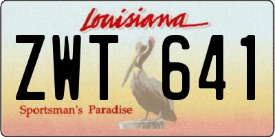 LA license plate ZWT641