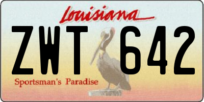 LA license plate ZWT642