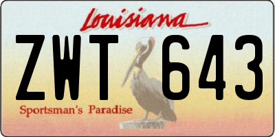 LA license plate ZWT643