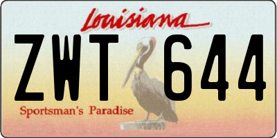 LA license plate ZWT644