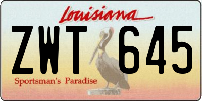 LA license plate ZWT645