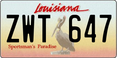 LA license plate ZWT647