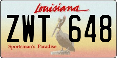 LA license plate ZWT648