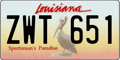 LA license plate ZWT651