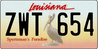 LA license plate ZWT654