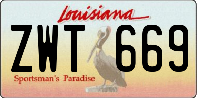 LA license plate ZWT669