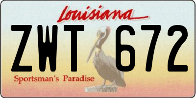 LA license plate ZWT672