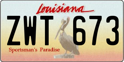 LA license plate ZWT673