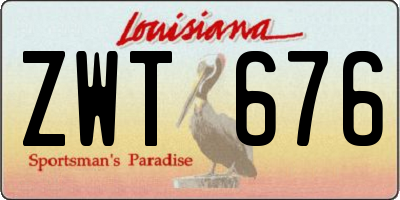 LA license plate ZWT676