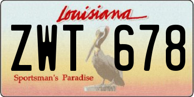 LA license plate ZWT678