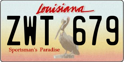 LA license plate ZWT679