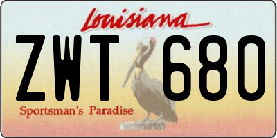 LA license plate ZWT680