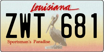 LA license plate ZWT681