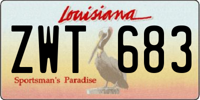 LA license plate ZWT683