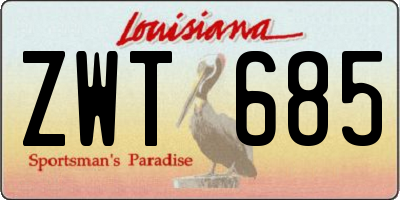 LA license plate ZWT685