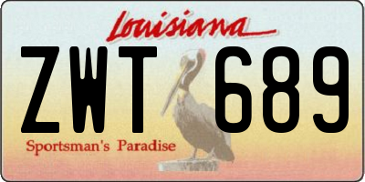 LA license plate ZWT689