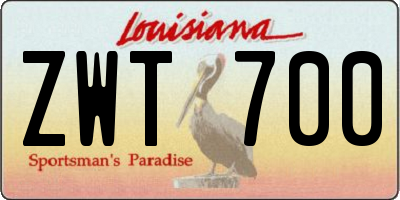 LA license plate ZWT700