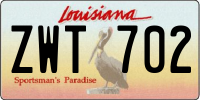 LA license plate ZWT702