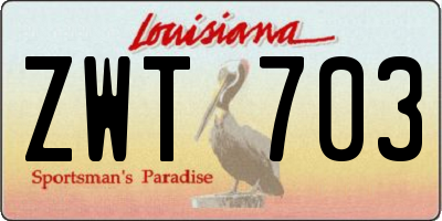 LA license plate ZWT703