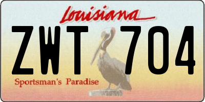 LA license plate ZWT704