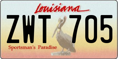 LA license plate ZWT705